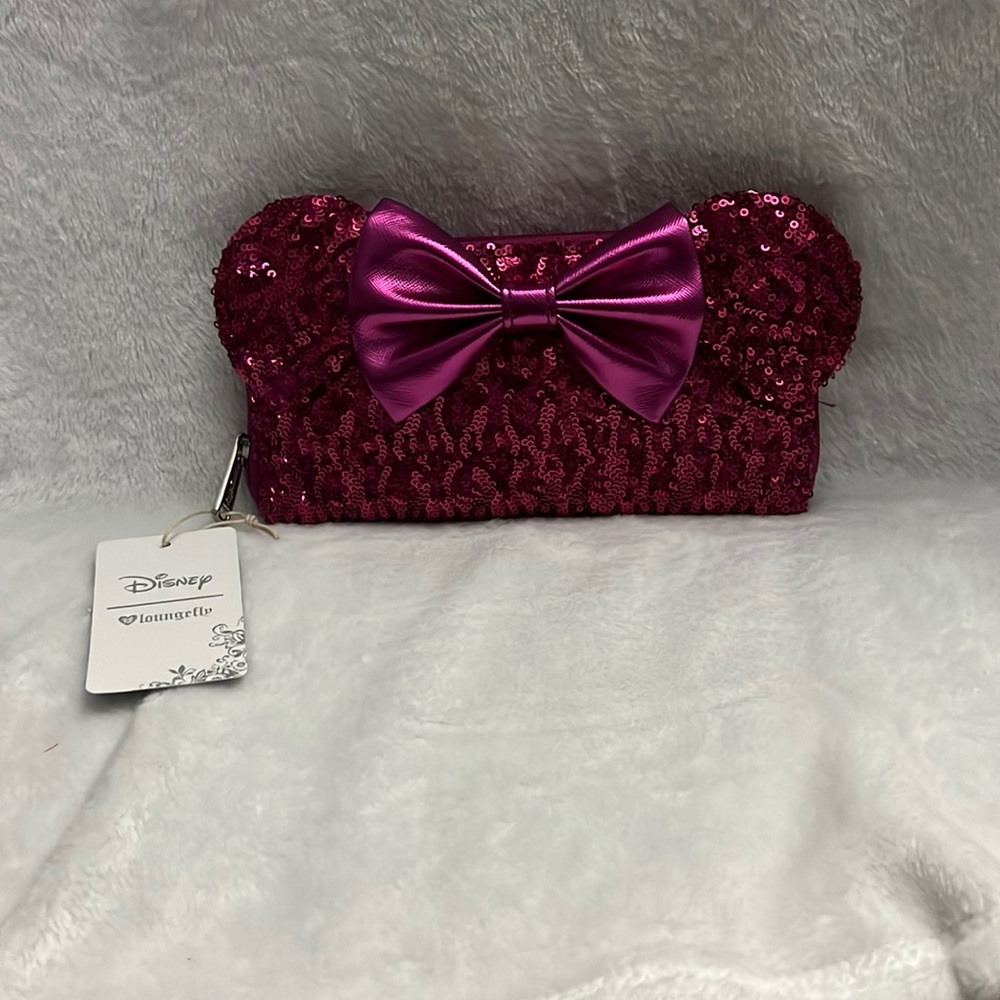 Loungefly NWT sequin pink Minnie Mouse wallet